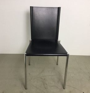 Thumbnail image of Set of 9 Black Leather Chairs on Chrome Metal Frame Home/Office Furniture 