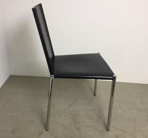 Thumbnail image of Set of 9 Black Leather Chairs on Chrome Metal Frame Home/Office Furniture 
