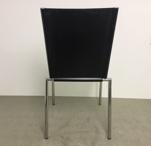 Thumbnail image of Set of 9 Black Leather Chairs on Chrome Metal Frame Home/Office Furniture 