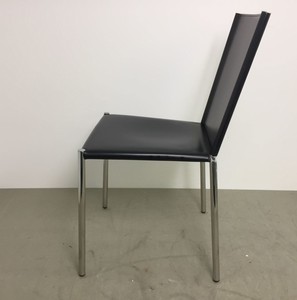 Thumbnail image of Set of 9 Black Leather Chairs on Chrome Metal Frame Home/Office Furniture 