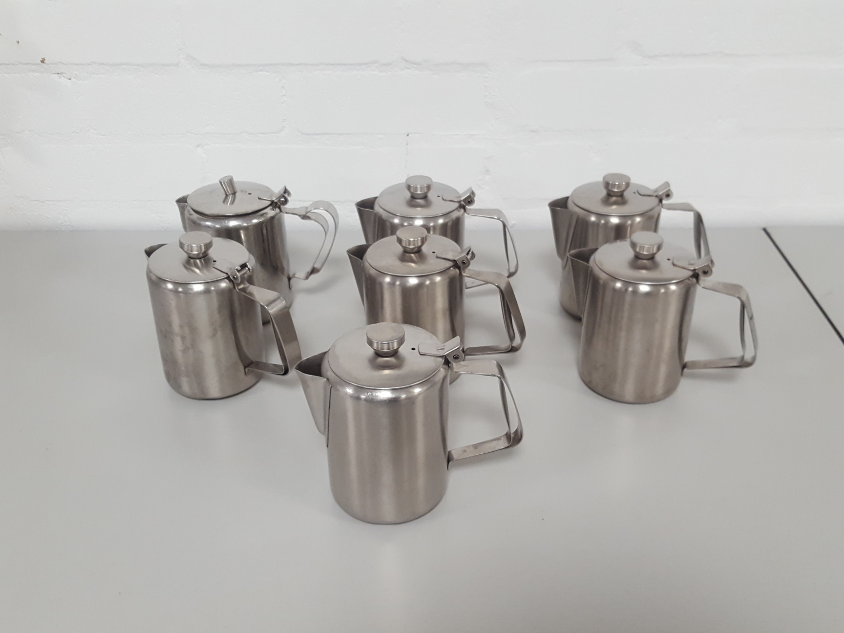 Job Lot of 7 Catering Milk / Hot Milk Stainless Steel Jugs Commercial