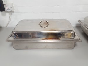 Thumbnail image of Lot of 3 Stainless Steel Banqueting Trays With Lids Hot Buffet