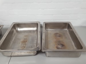 Thumbnail image of Lot of 3 Stainless Steel Banqueting Trays With Lids Hot Buffet