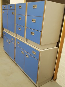 Thumbnail image of Lot of 6 Lab Cupboards / Cabinets Blue, 4 Single units, 2 Doubles