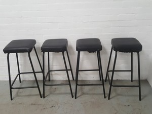 Thumbnail image of Lot of 4 Lab Laboratory Stools Vinyl Black Bar Stools