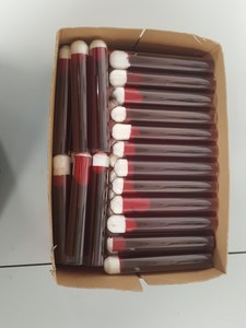 Thumbnail image of Large lot of Glass Tubes Lab Red, Green, Blue Filter & Flat Bottom Boiling,