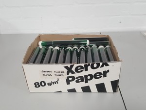 Thumbnail image of Large lot of Glass Tubes Lab Red, Green, Blue Filter & Flat Bottom Boiling,