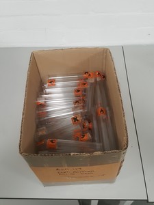 Thumbnail image of Large lot of Glass Tubes Lab Red, Green, Blue Filter & Flat Bottom Boiling,