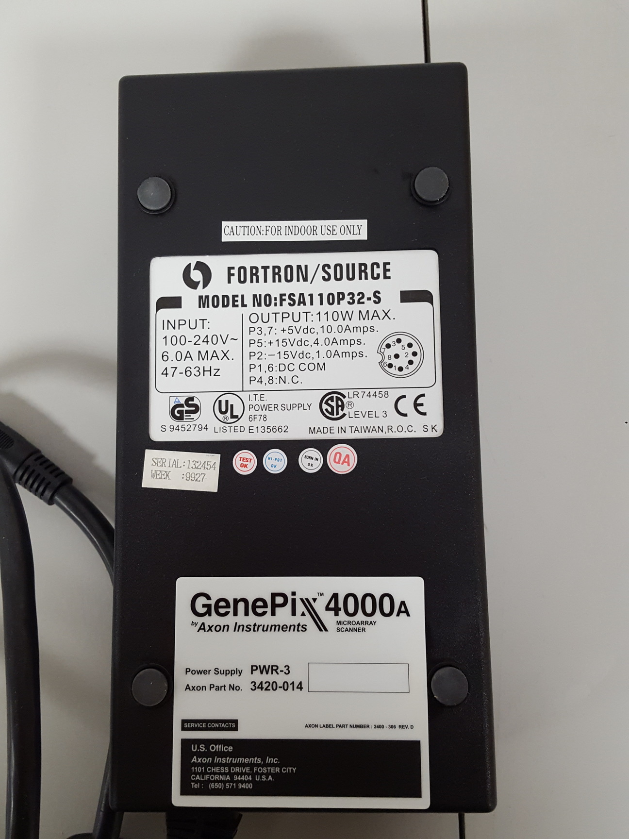 Image of GenePix 4000 MicroArray Scanner Version 2.0 Software CD + Forton FSA110P32-S PSU