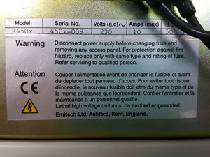 Thumbnail image of Emitech K450 K450X Carbon Sputter Coater Thin Film Coating Lab