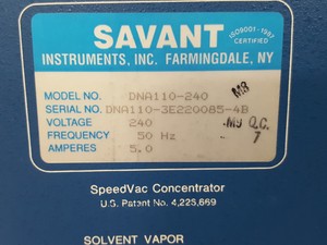 Thumbnail image of Savant DNA 110 SpeedVac Concentrator Centrifuge with Rotor