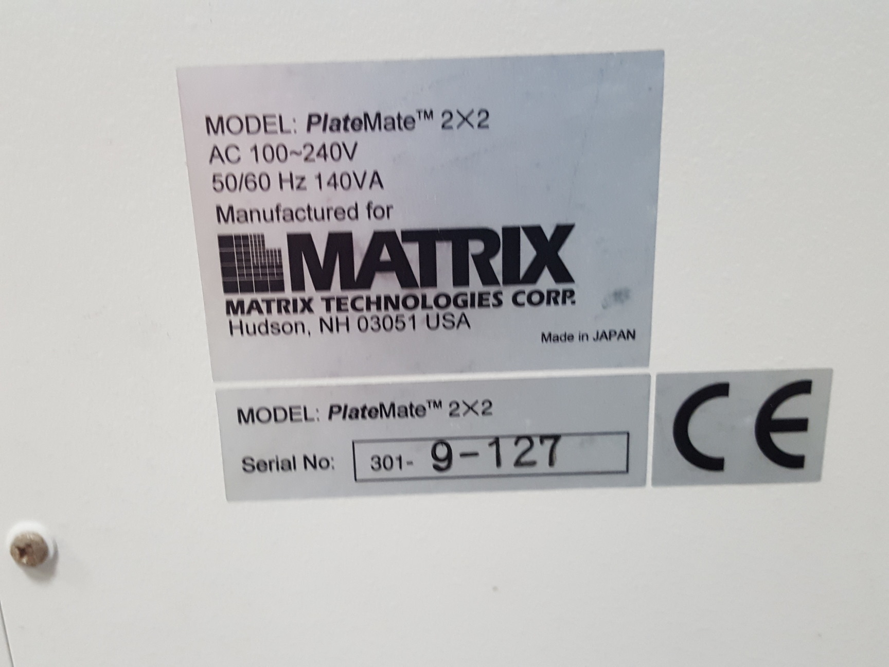Image of Matrix Technologies PlateMate 2 x 2 Sequenom Automated Pipetting Workstation