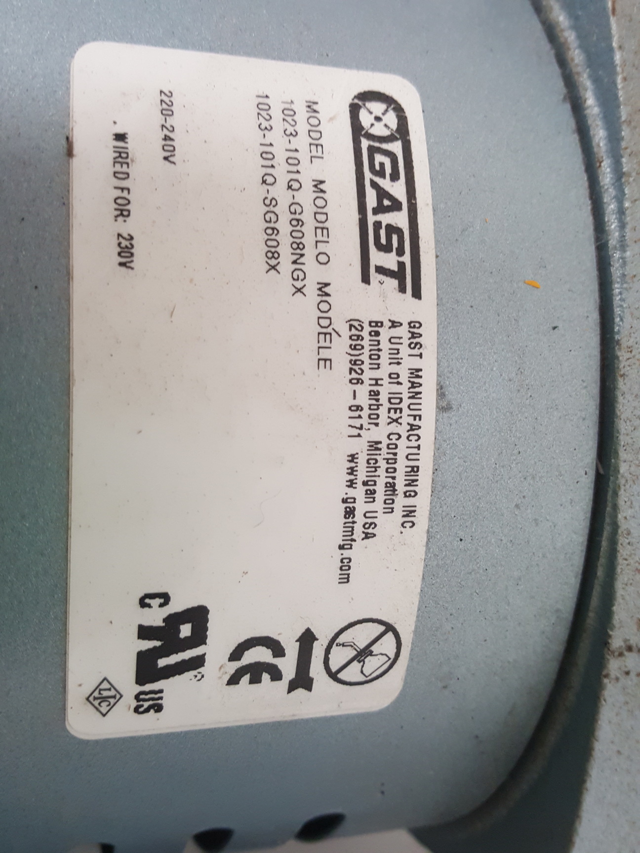 Image of Marathon 5KC49RN0666X Vacuum Pump with GAST 1023 Rotary Vane Motor (Lot of 3)