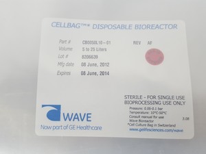 Thumbnail image of 13 x GE Healthcare Sartorius Cellbag 50L 25L 10L Bioreactor Flexboy CB0020L10-0