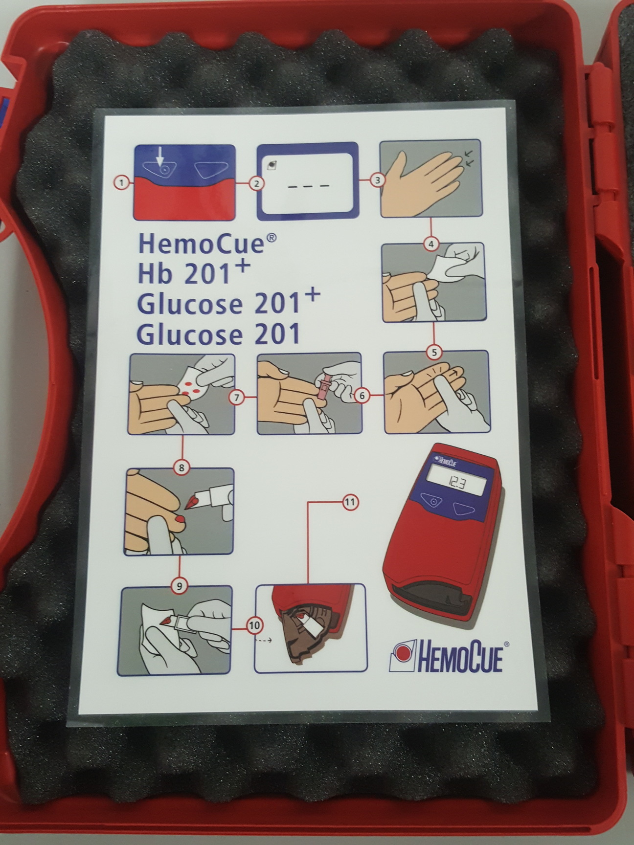 Hemocue Hb 201+ Glucose Blood Hemoglobin Analyzer Meter System