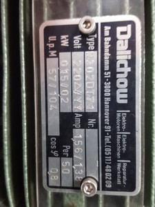 Thumbnail image of Dalichow R302DT71 Electric Drilling Motor 0.15kW 220V 156 / 138 A u.p.m 57/104 