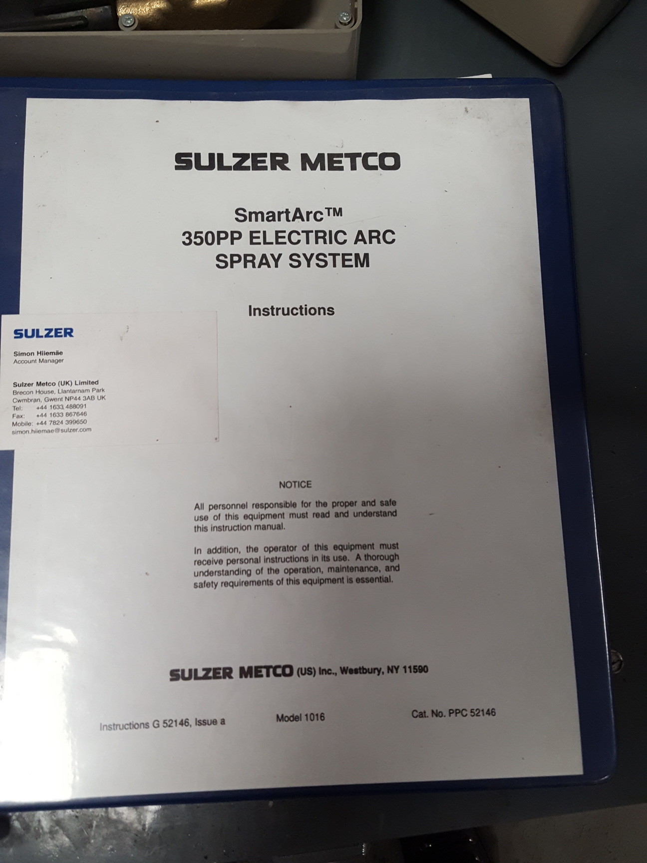 Image of Sulzer Metco 350RU Smartarc Electric Wire Arc Spray System 1016/PPC 350PP Gun