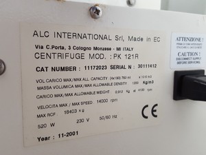 Thumbnail image of ALC PK121R Refrigerated Benchtop Centrifuge With Rotor