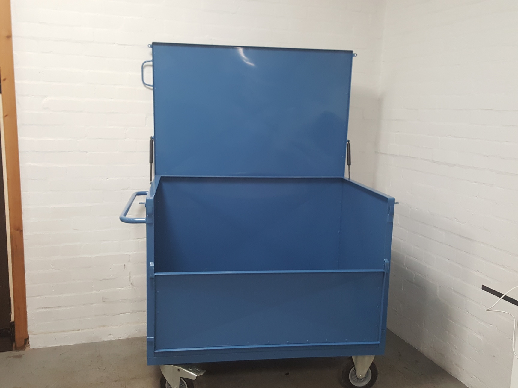 Image of Enclosed Steel Trolley Warehouse Waste Refuse Lab Roll Cage Heavy Duty Castors 