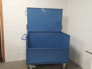 Thumbnail image of Enclosed Steel Trolley Warehouse Waste Refuse Lab Roll Cage Heavy Duty Castors 