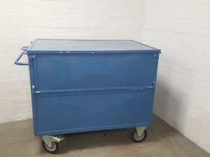 Thumbnail image of Enclosed Steel Trolley Warehouse Waste Refuse Lab Roll Cage Heavy Duty Castors 