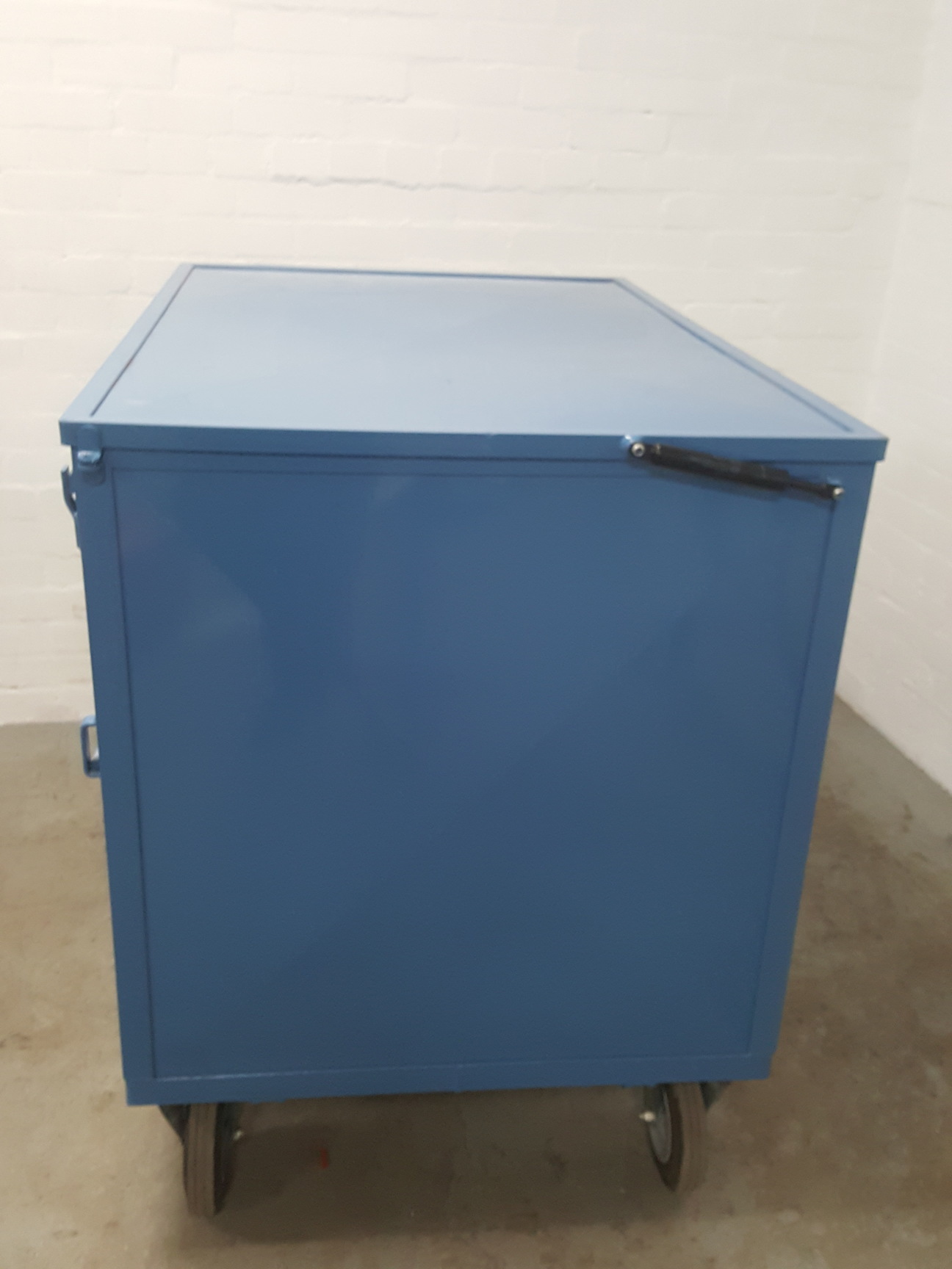 Image of Enclosed Steel Trolley Warehouse Waste Refuse Lab Roll Cage Heavy Duty Castors 