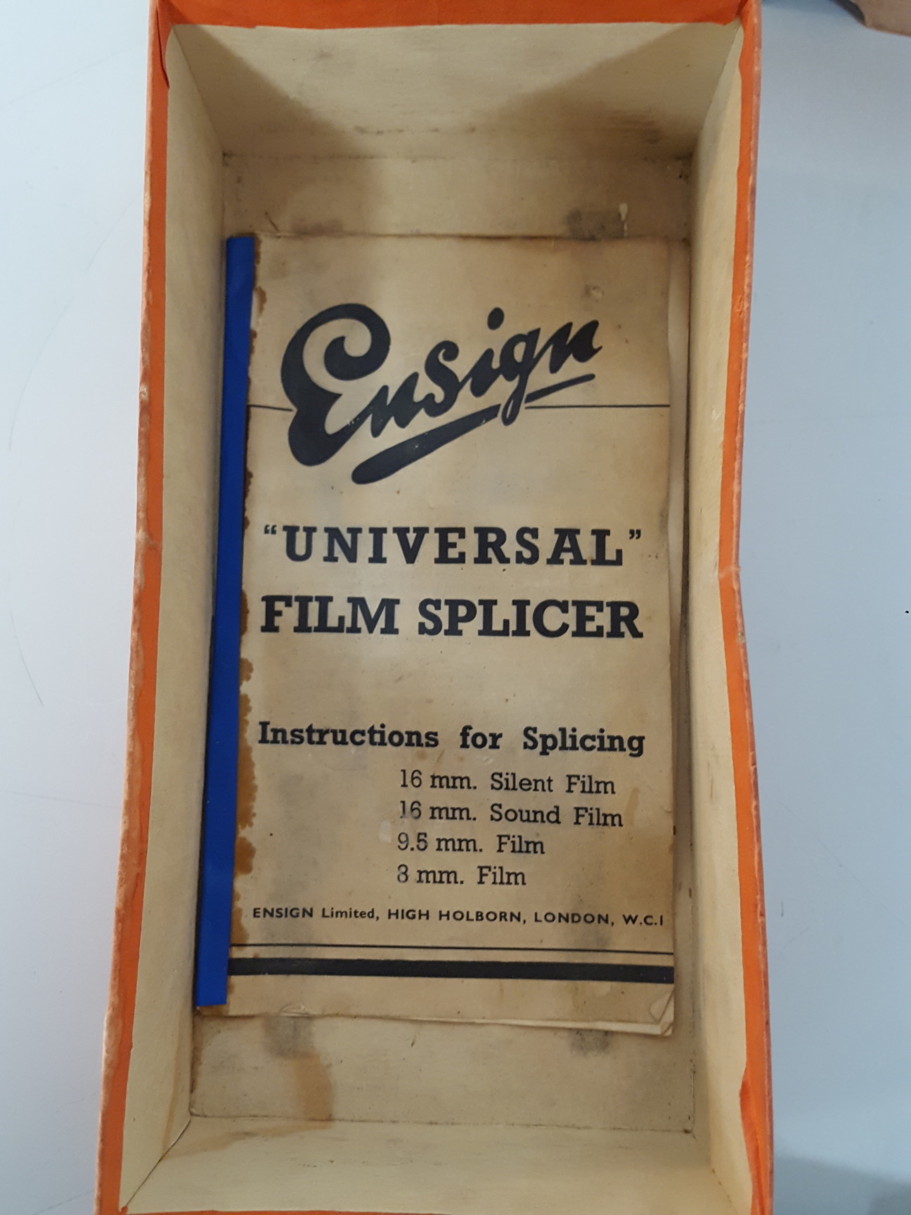 Image of Ensign Universal Film Splicer + Agfa & Kodak Cinecol film cement