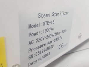 Thumbnail image of STE-16-C Steam Sterilizer Autoclave 16 Liter Lab
