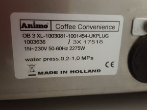 Thumbnail image of Animo Optifresh Coffee Machine OB 3XL Dispenser Mei CF 7900 Cashflow Coin Unit