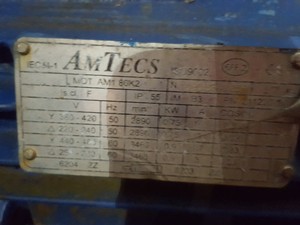 Thumbnail image of Amtecs MOT AM1 80K2 RHF Fans Ltd HF8 340 T2 Air Extraction Fan Motor Plant Room