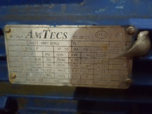 Thumbnail image of Amtecs MOT AM1 80K2 RHF Fans Ltd HF8 340 T2 Air Extraction Fan Motor Plant Room