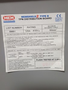 Thumbnail image of Eaton Memshield 2 Type B BM81 TPN Distribution Board