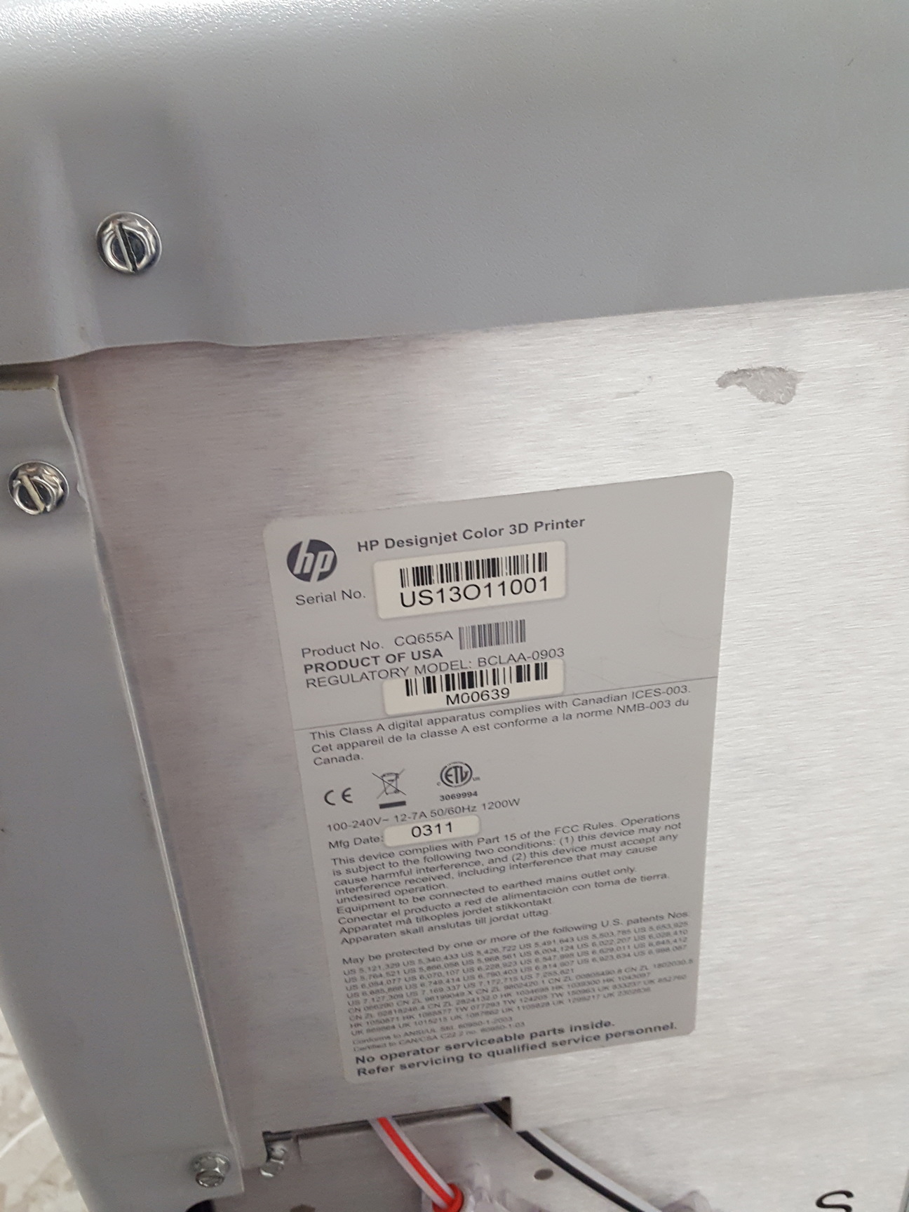 Image of HP CQ655A DesignJet Color 3D Printer - Needs New Head