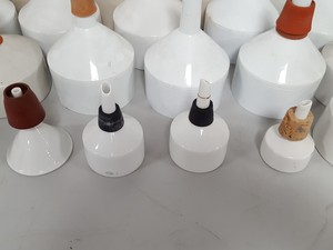 Thumbnail image of Lot of 26 Ceramic and Plastic Buchner Filter Funnels Teaching Lab Chemistry