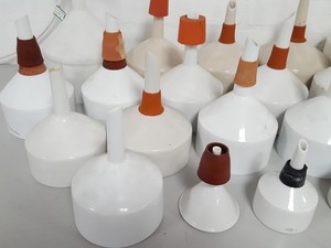 Thumbnail image of Lot of 26 Ceramic and Plastic Buchner Filter Funnels Teaching Lab Chemistry