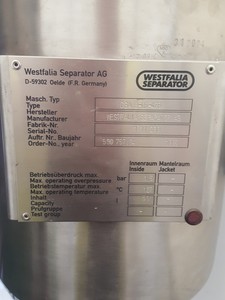 Thumbnail image of Westfalia Centrifuge Separator CSA 8-06-476, 123 hours, 1995 Build, Lab