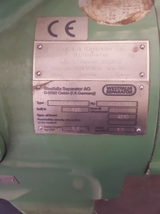 Thumbnail image of Westfalia Centrifuge Separator CSA 8-06-476, 123 hours, 1995 Build, Lab