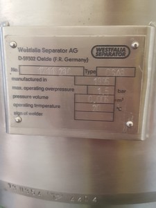 Thumbnail image of Westfalia Centrifuge Separator CSA 8-06-476, 123 hours, 1995 Build, Lab