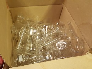 Thumbnail image of Large lot of Lab Glassware, Bottles, Test Tubes Measuring Cylinders Racks Flasks