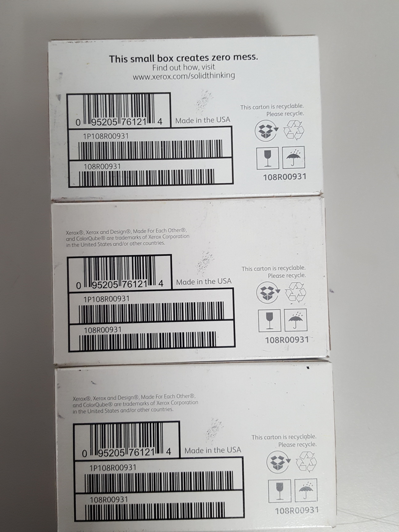 Image of 3x Xerox ColorQube 8570/8580 Cyan Solid Ink Packs Printer Toner