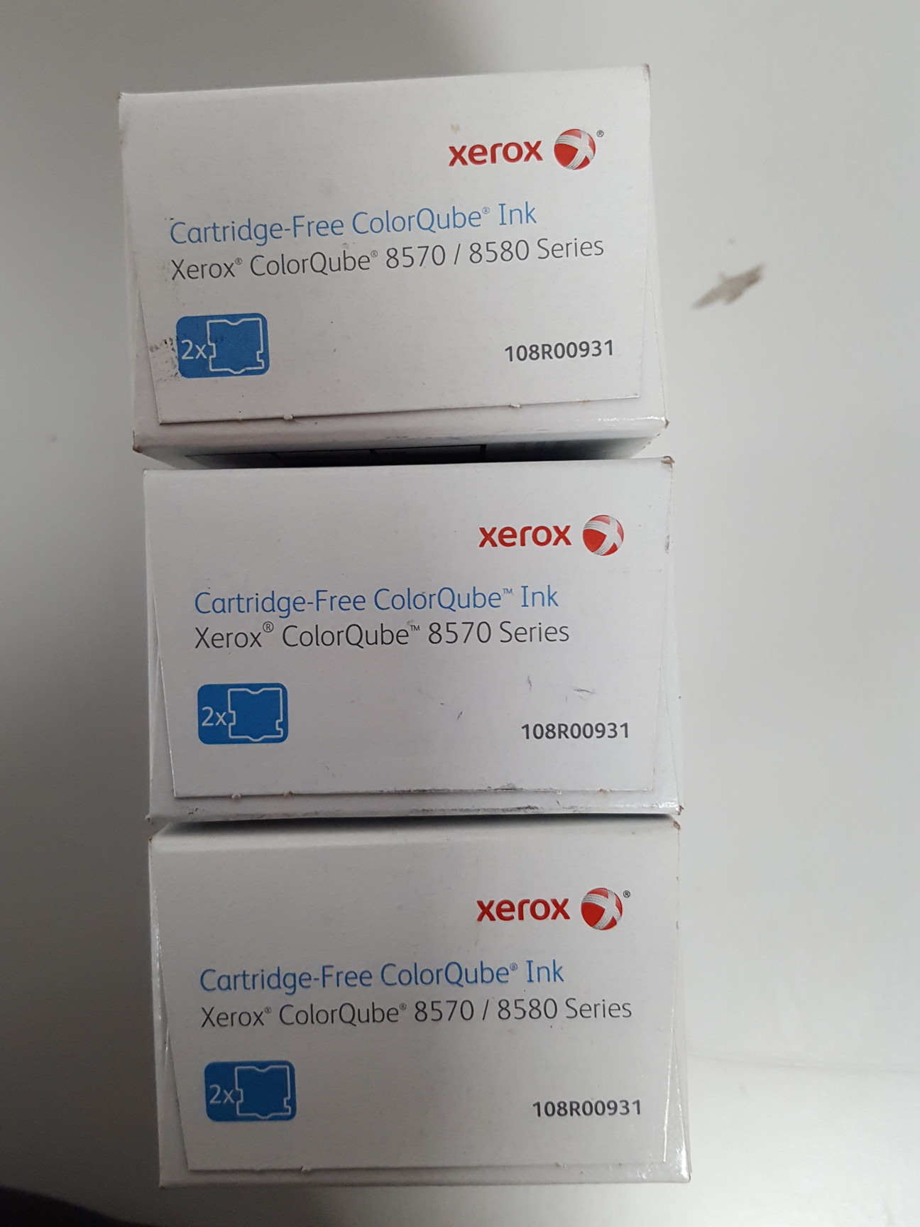 Image of 3x Xerox ColorQube 8570/8580 Cyan Solid Ink Packs Printer Toner