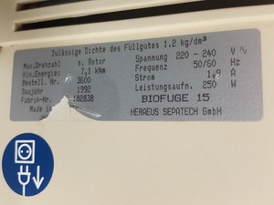 Thumbnail image of Heraeus Sepatech Biofuge 15 Benchtop Centrifuge + HTA 13.8 13000rpm Rotor Lab