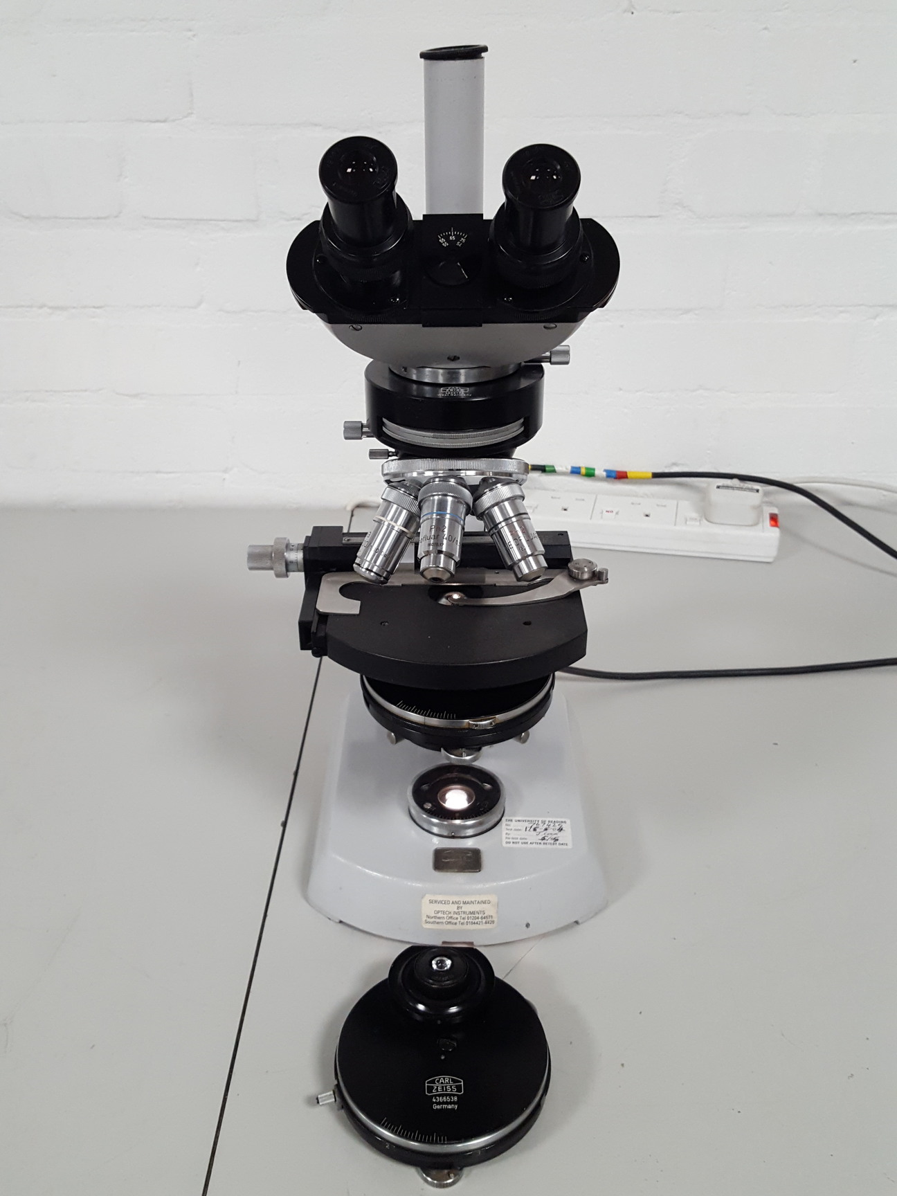 Image of Carl Zeiss Binocular Microscope Lab + 3 OBjectives PH2 Neofluar PH3