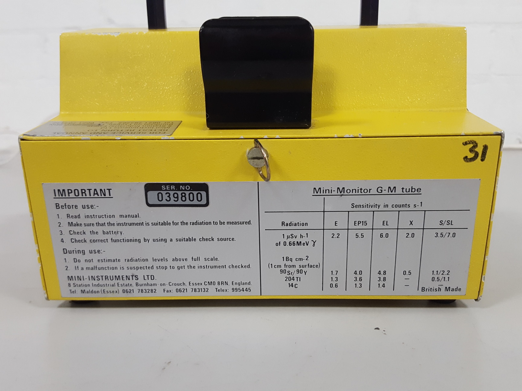 Mini Instruments Geiger Mini Instruments Series 900 Mini Monitor Geiger Counter Lab