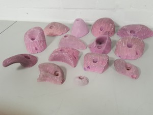 Thumbnail image of Lot of 14 Pink Bouldering / Rock Climbing Grips Hand / Foot - No Bolts