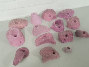 Thumbnail image of Lot of 14 Pink Bouldering / Rock Climbing Grips Hand / Foot - No Bolts