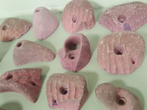 Thumbnail image of Lot of 14 Pink Bouldering / Rock Climbing Grips Hand / Foot - No Bolts