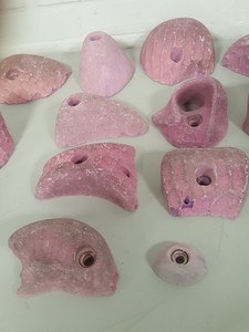 Thumbnail image of Lot of 14 Pink Bouldering / Rock Climbing Grips Hand / Foot - No Bolts
