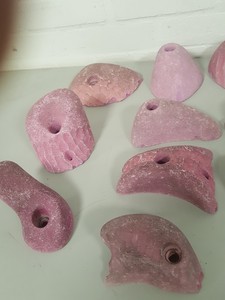 Thumbnail image of Lot of 14 Pink Bouldering / Rock Climbing Grips Hand / Foot - No Bolts