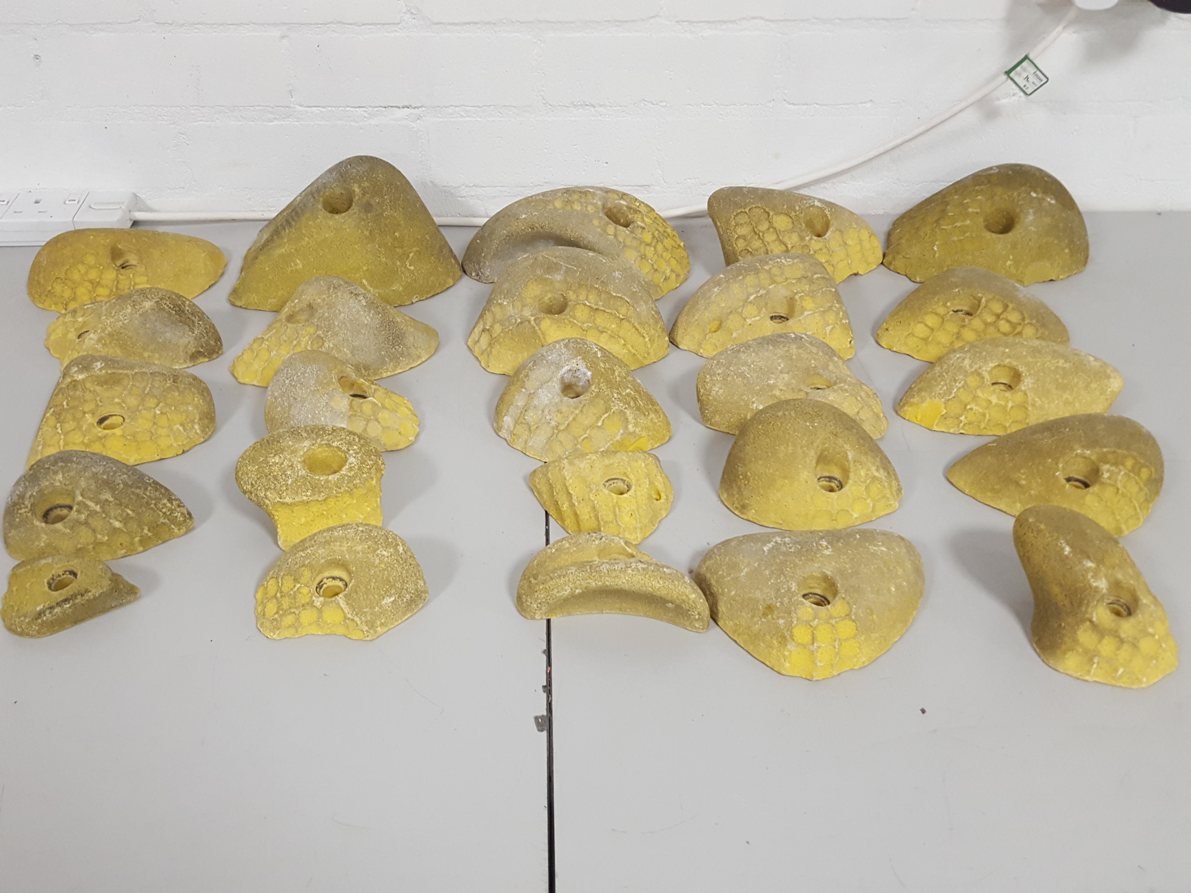 Image of Lot of 25 Yellow Bouldering / Rock Climbing Grips Hand / Foot - No Bolts